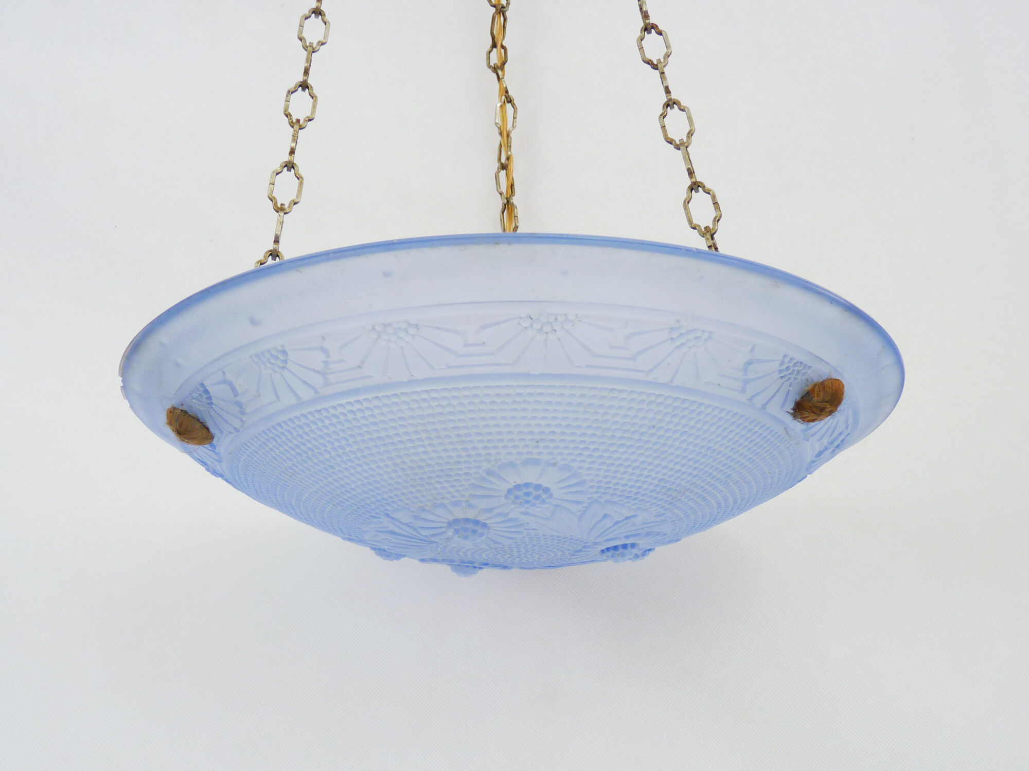 Suspension cava Art Deco 1 Fire in blue glass. Signed Delmas. Year 30