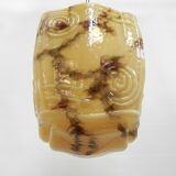 Art deco hanging lamp with marbled glass shade