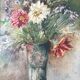 Tableau aquarelle "bouquet de fleurs champêtres" signé + cadre