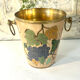 French vintage cloisonne champagne bucket with grape and vine design