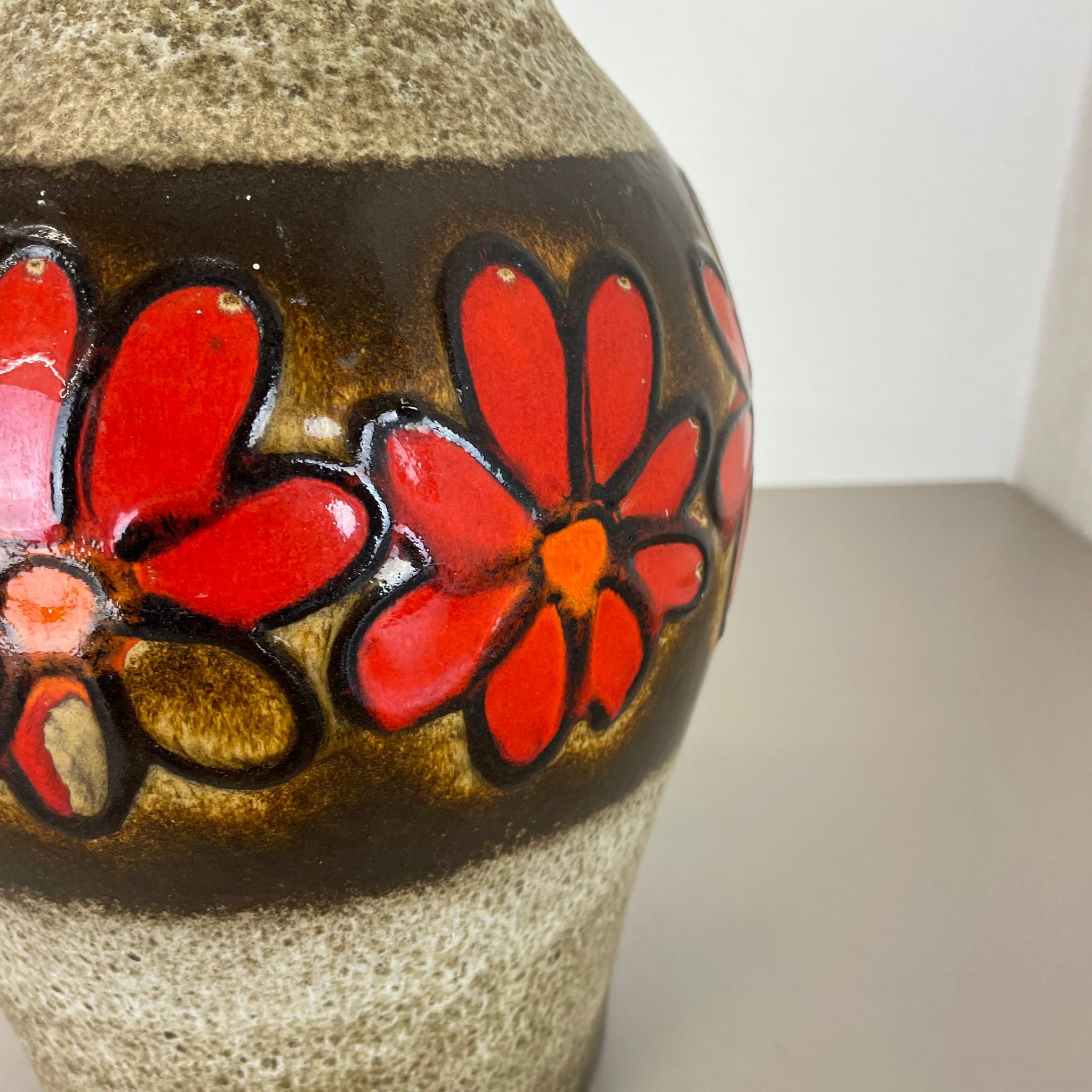 Pottery fat lava multi-color floor vase made by Scheurich, 1970s