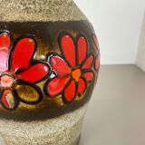 Pottery fat lava multi-color floor vase made by Scheurich, 1970s