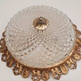 Round ceiling or wall light, in glass from the 70s, vintage.