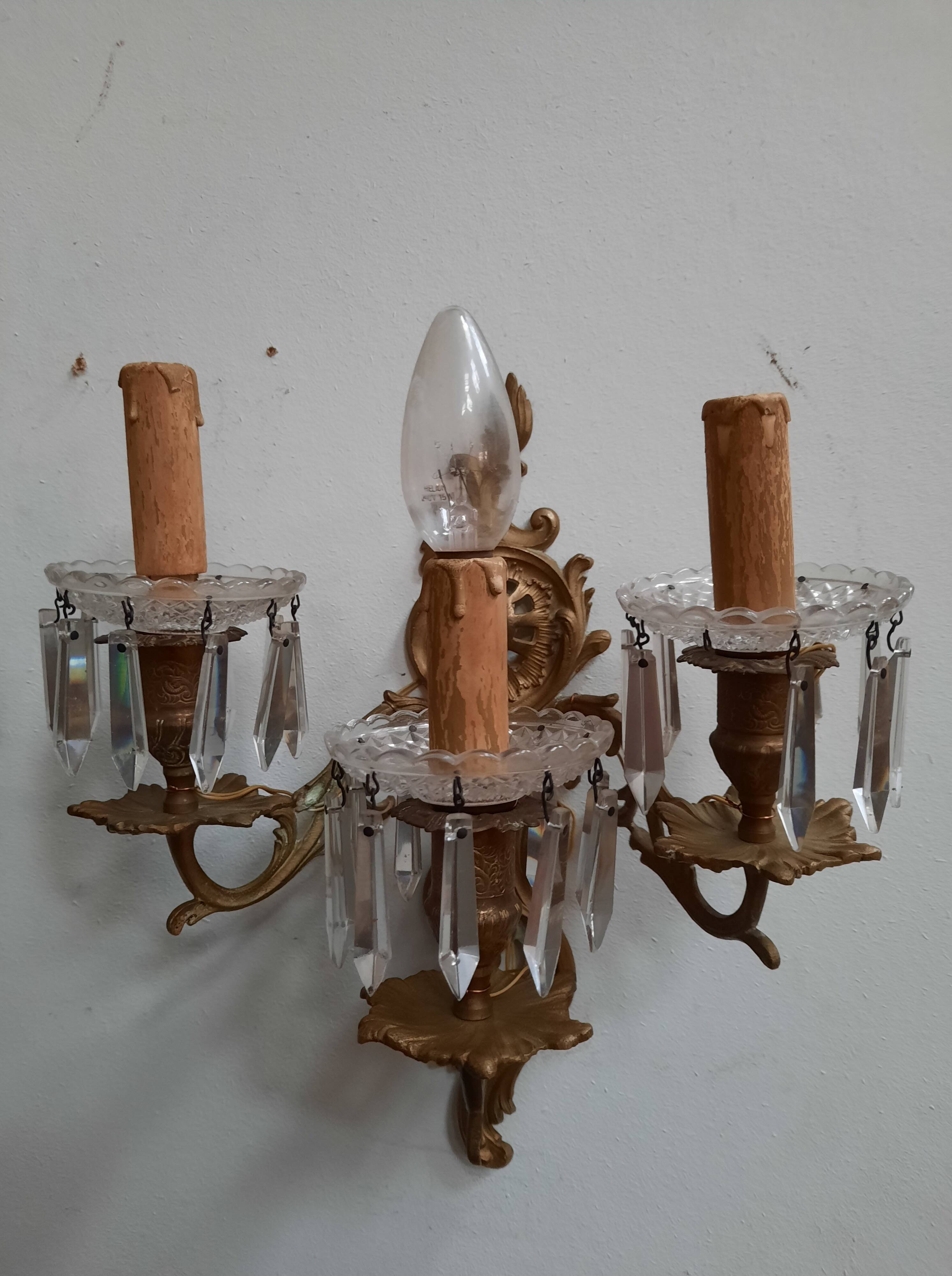 Pair of 3-light wall lamps