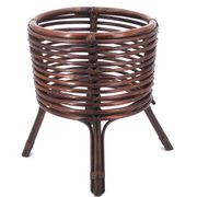 Cache pot jardinière en bambou foncé, années 60