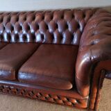 Sofa chesterfield brown leather four seats