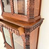 Antique Neo-Renaissance Oak Bookcase with Figural Carvings, 1870