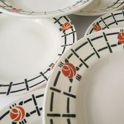 Set of 6 old St Amandinoise St Amand vintage soup plates
