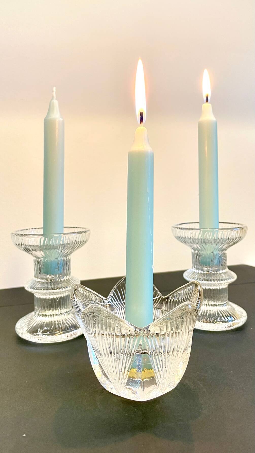 Bougeoirs cristal façon littala vintage
