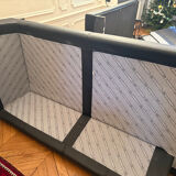 Canapé, cuir noir, Roche Bobois avec méridienne, canapé d’angle