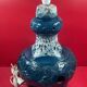 Vintage 60's table or floor lamp base in blue glazed ceramic