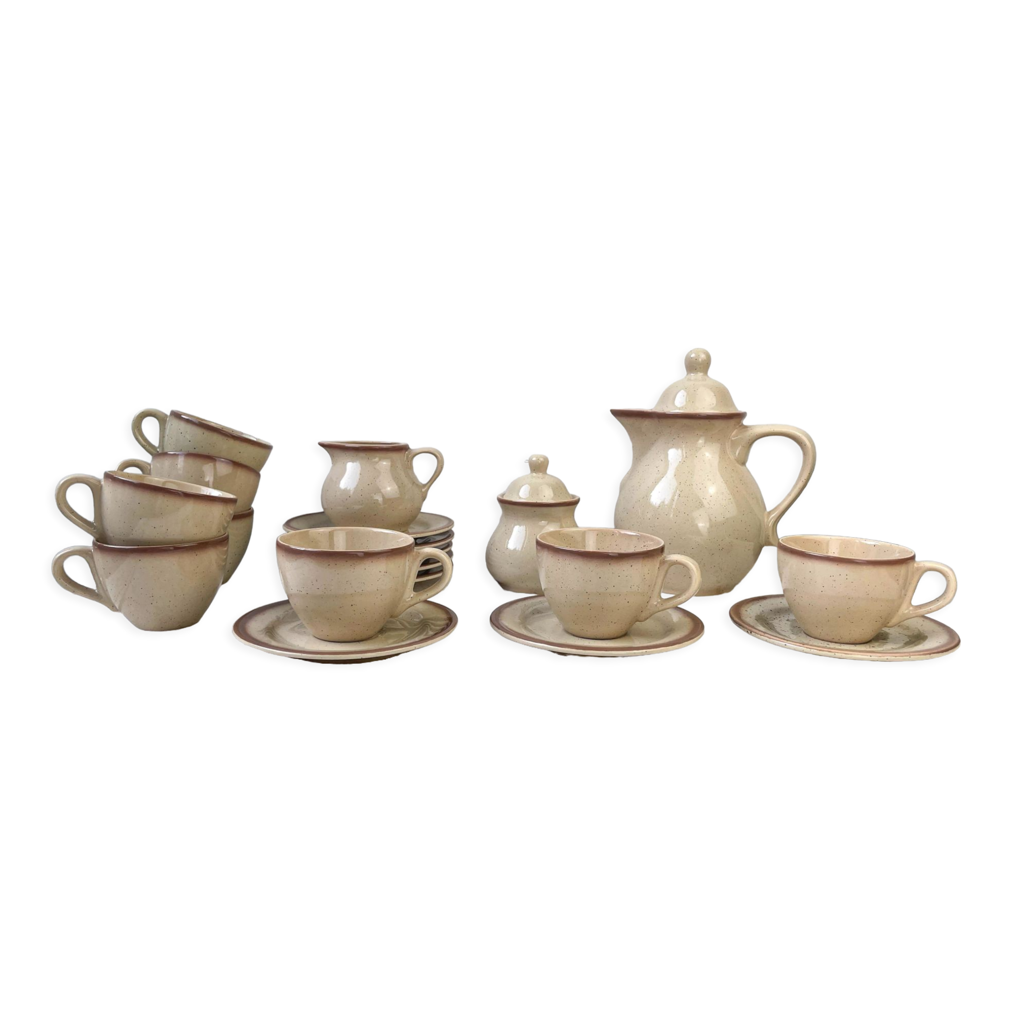 Mid-century speckled stoneware coffee set from the 20th century