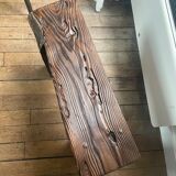Brutalist burnt wood bench