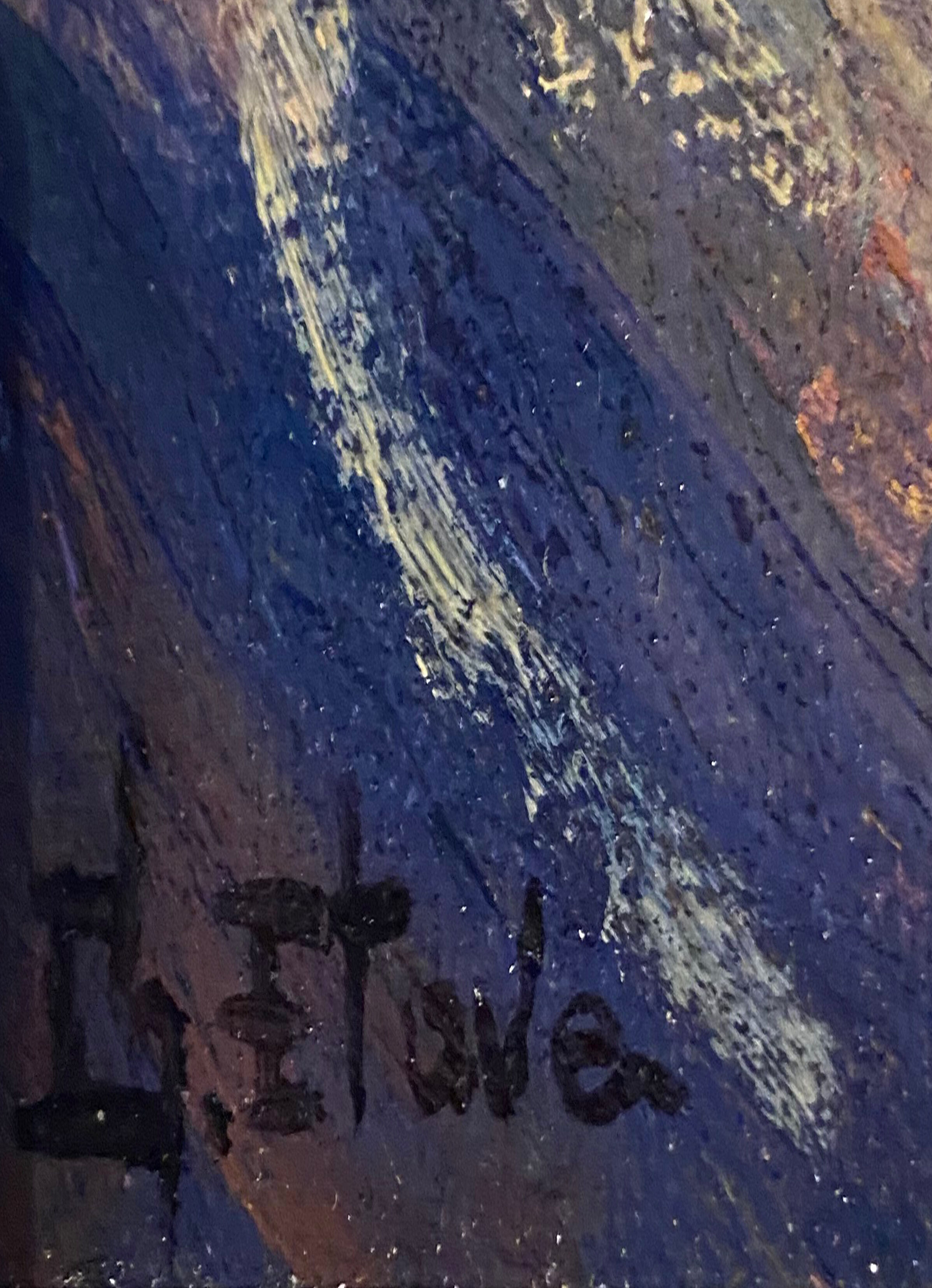 HST painting "Countryside landscape with village" signed G. Etave