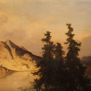 Joseph Brunner, Austrian Landscape with Lake and Mountain Painting, 1869, Oil on Canvas, Framed