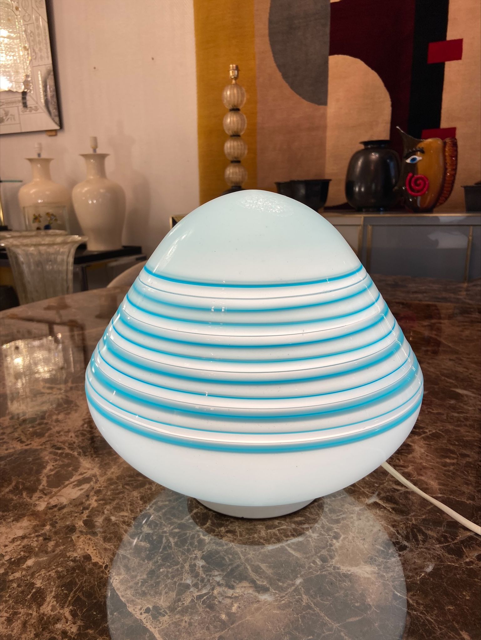Lampe - Barbini - Murano bleu - années 70