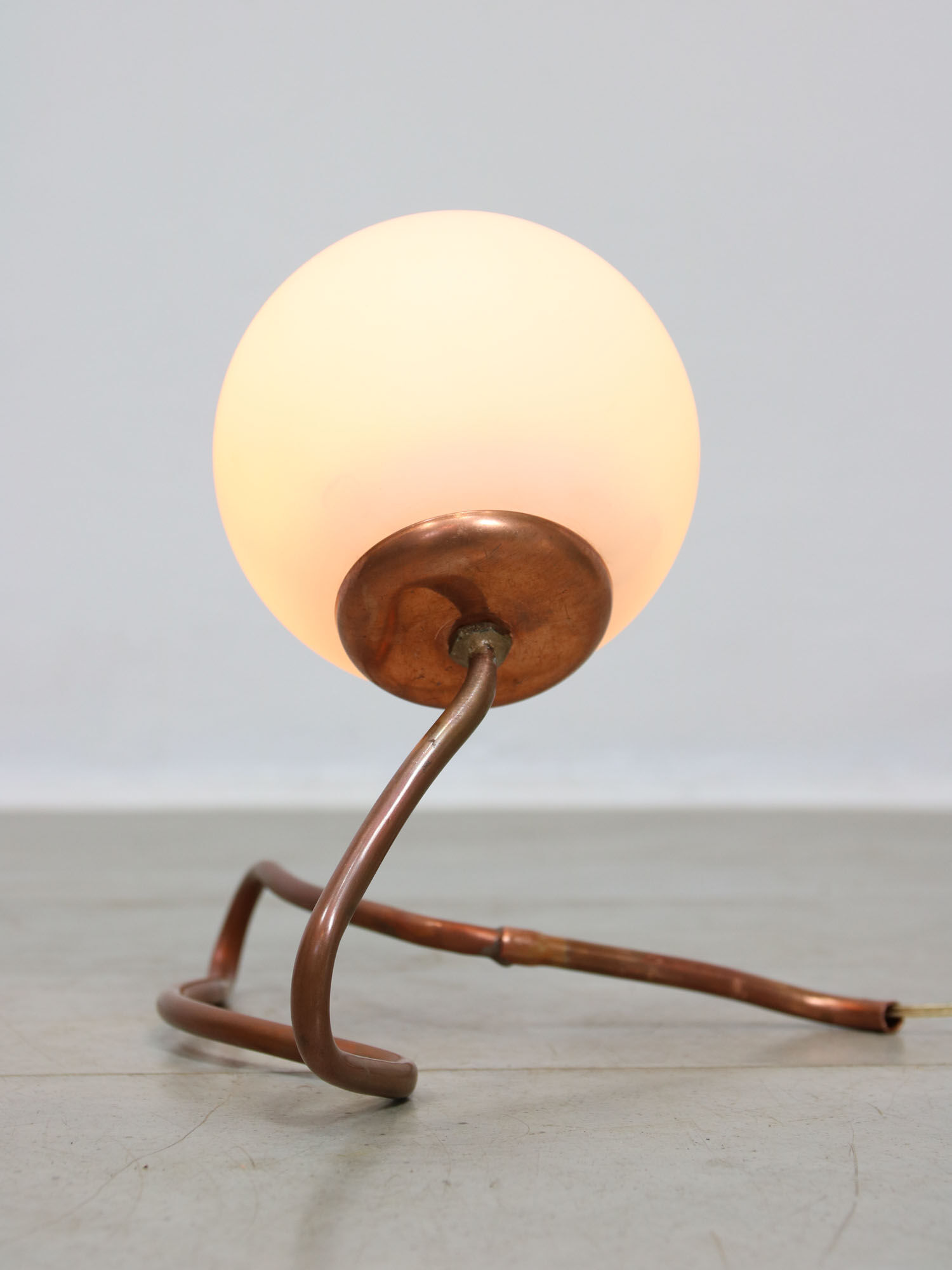 Vintage organic copper and opaline table lamp