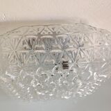 Vintage 60-70s structured glass square ceiling light