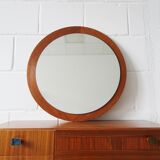 round teak mirror