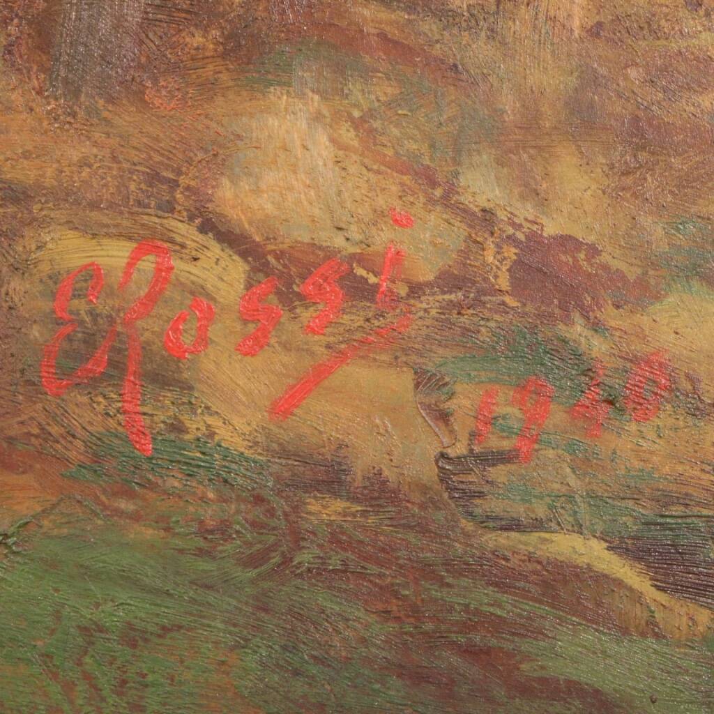 Italian painting landscape signed and dated