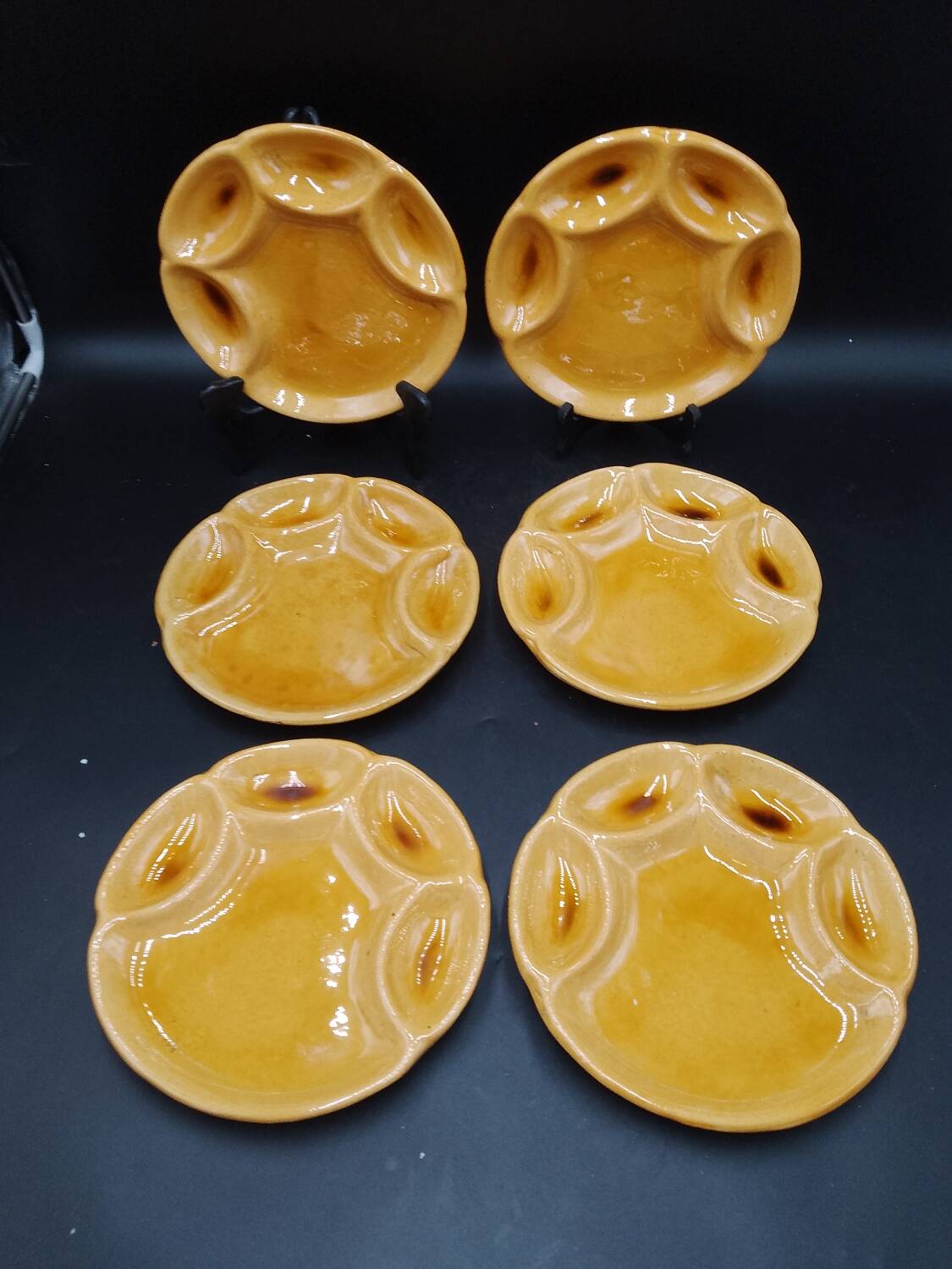 Set of 6 Vallauris AM terracotta plates signed Foucard-Jourdan