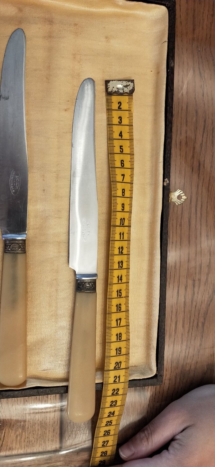 12 knives with horn handles