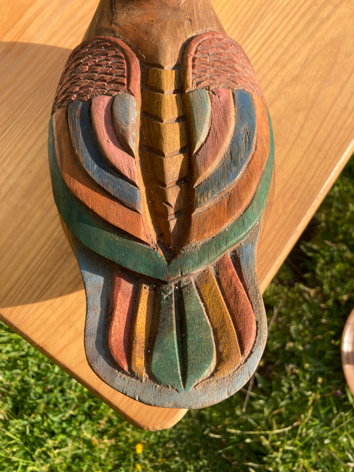 Duck antique painted wooden jewelry box