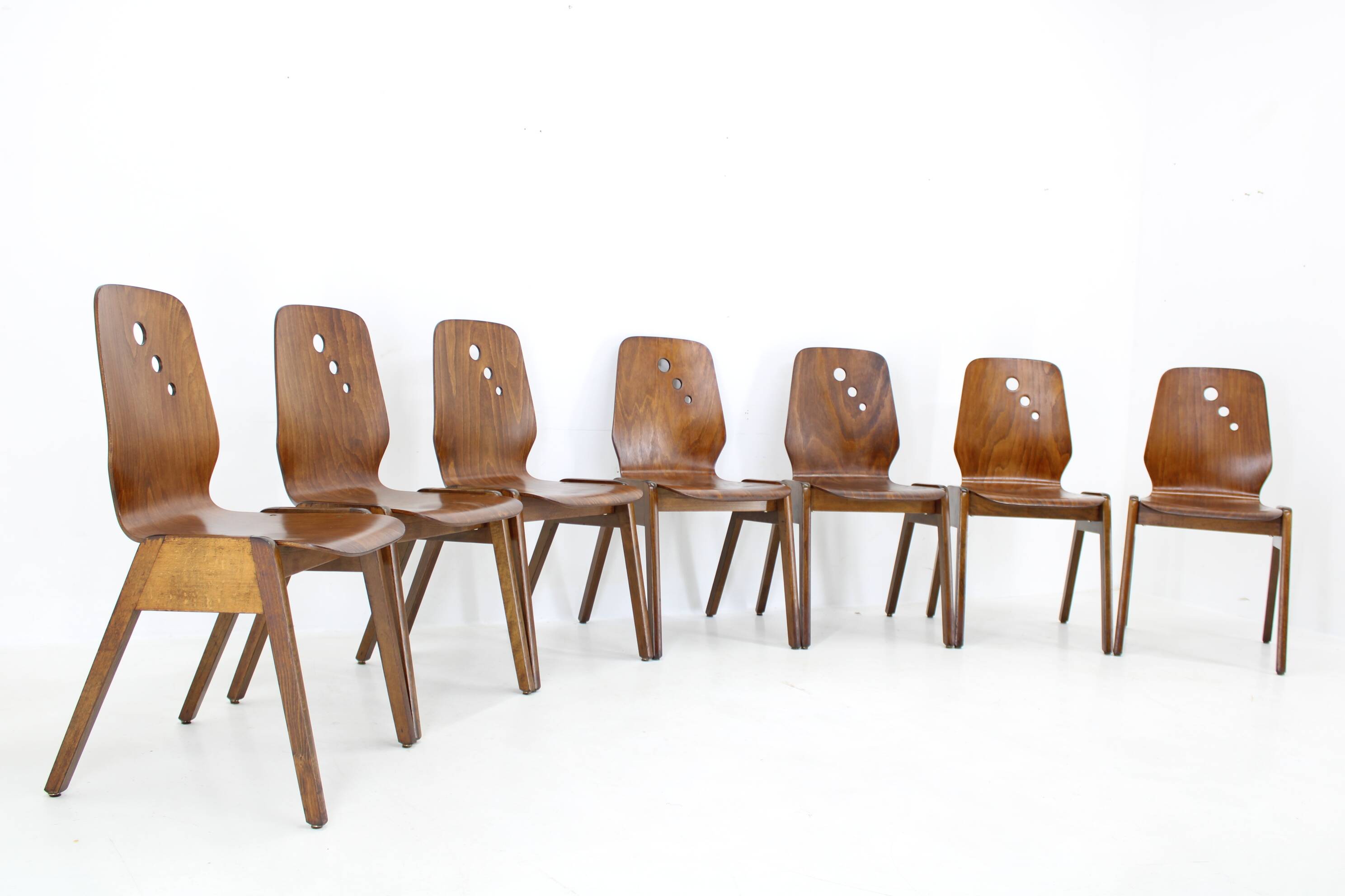 1970s Set of 7 Beech Stuckable Dining Chairs ,Germany