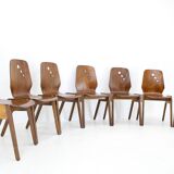 1970s Set of 7 Beech Stuckable Dining Chairs ,Germany