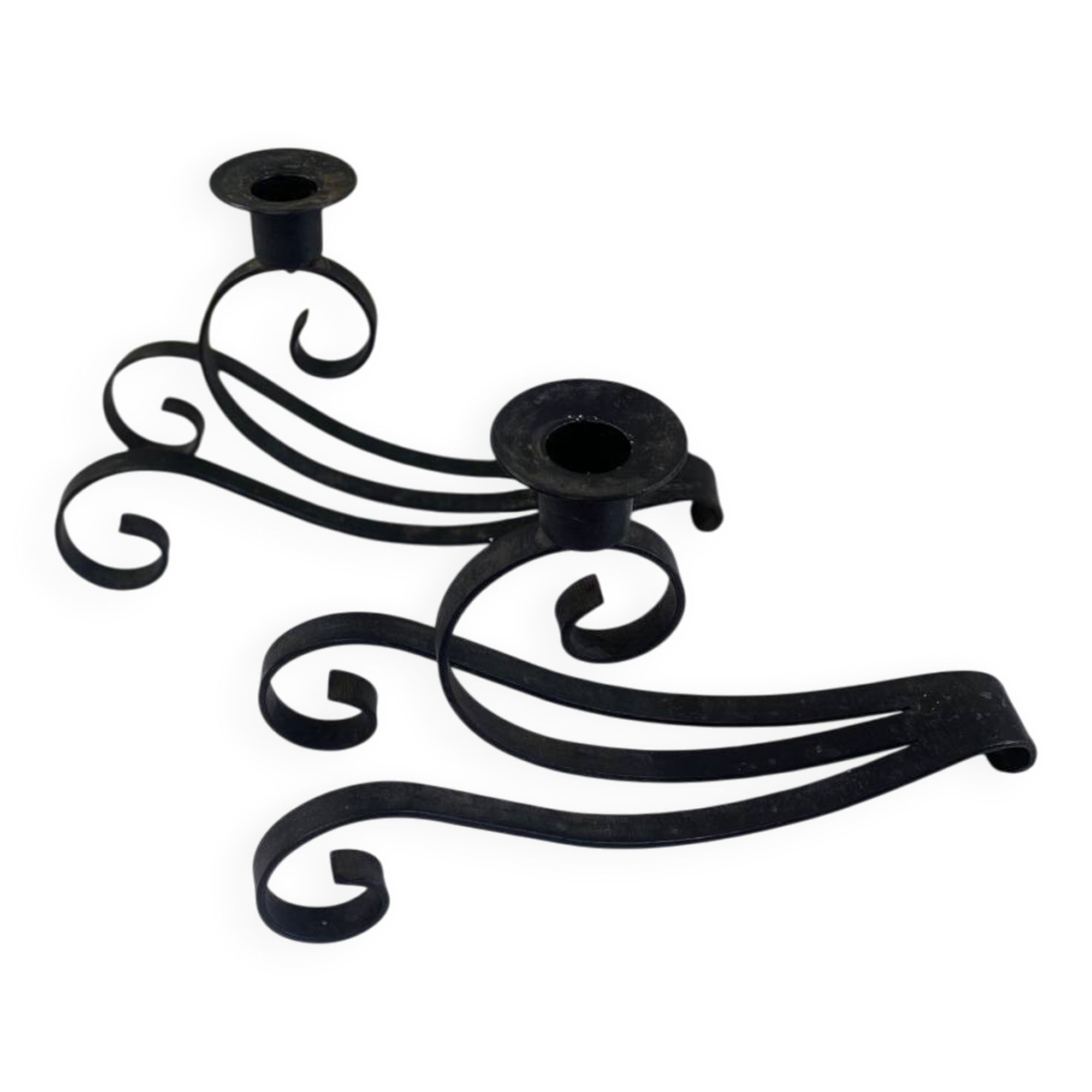 Pair of wrought iron candlesticks