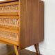 Vintage wooden and rattan chest of drawers