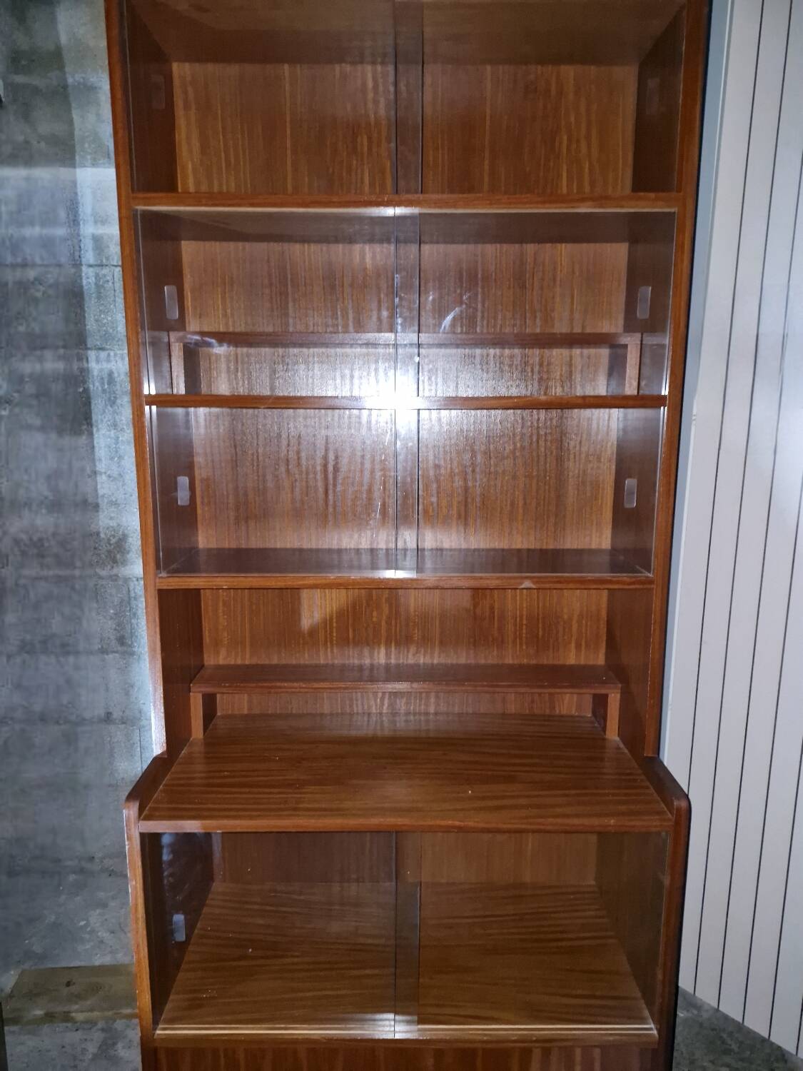 Danish teak library, display cabinet, shelves 1970