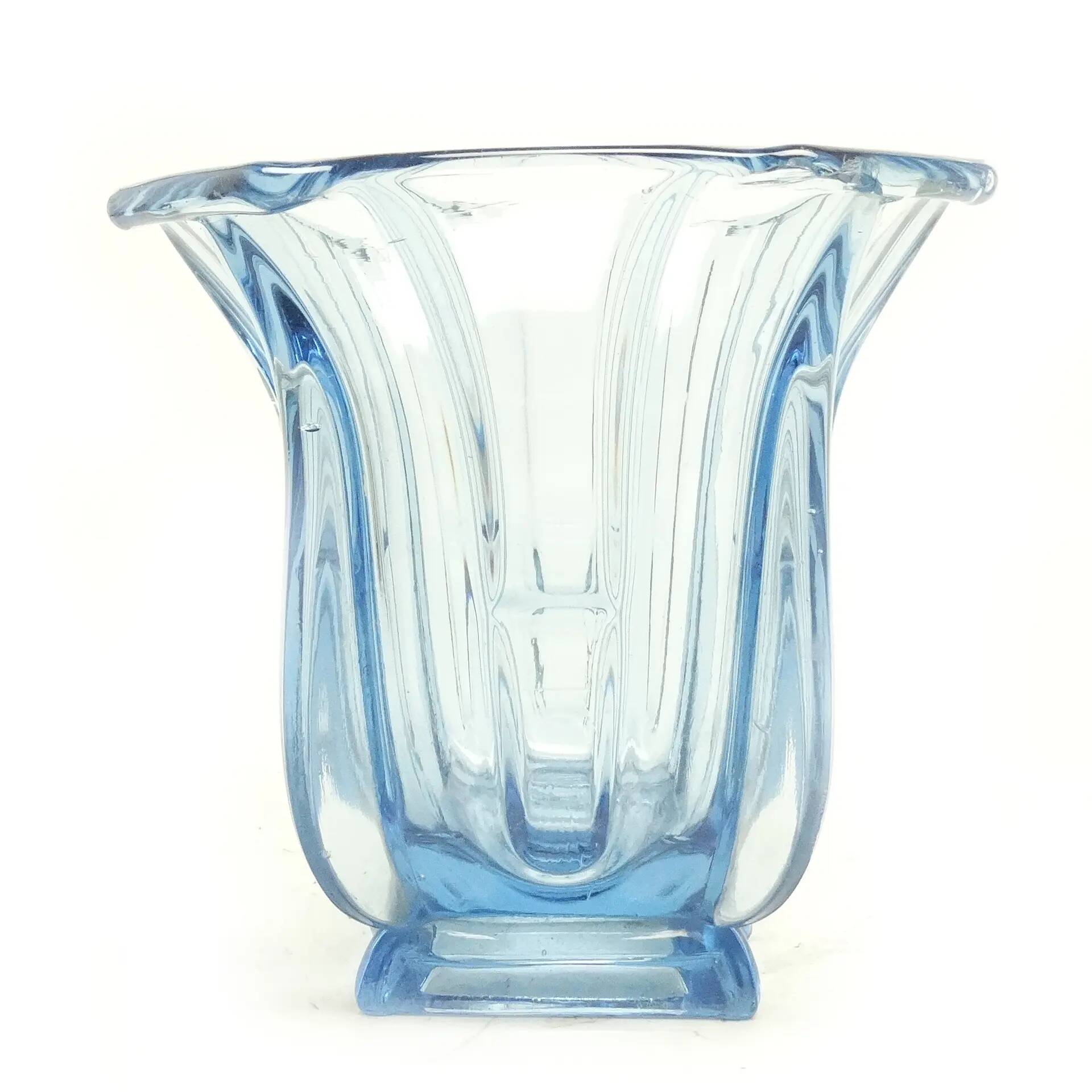 Art Deco vase, pressed glass, Zawiercie Glassworks, Poland, 1930s