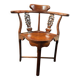 Fauteuil d'angle en bois massif à décor floral sculpté à l'oiseau