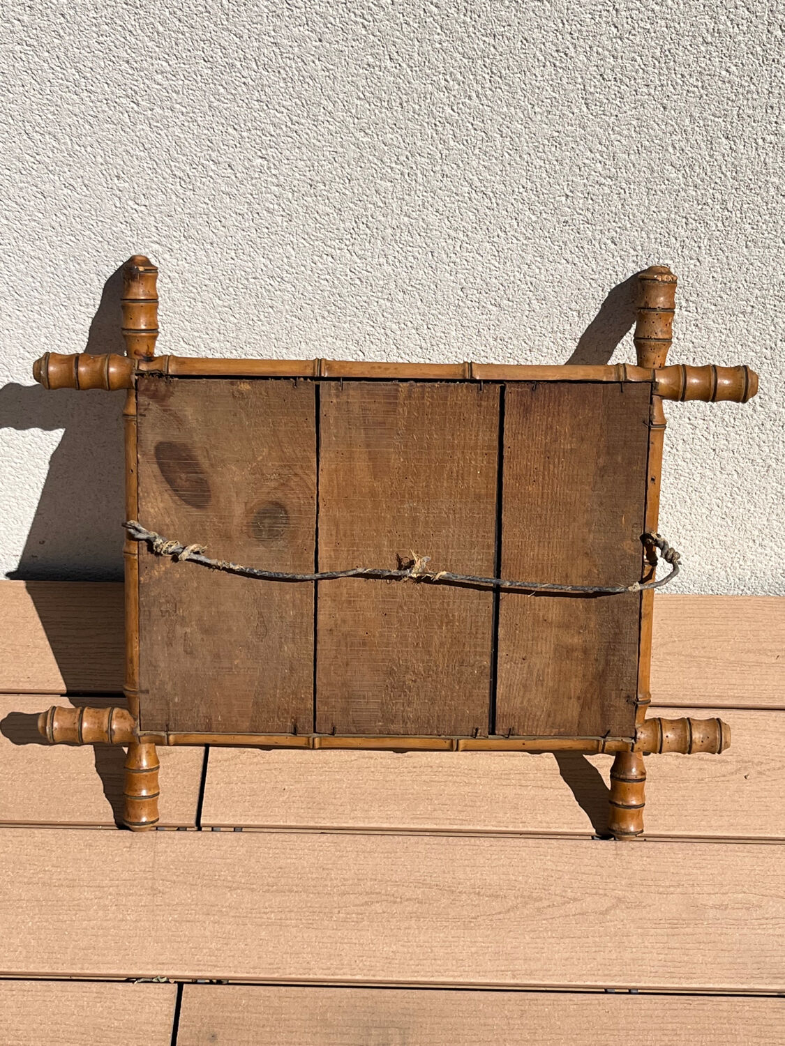 Turned wooden mirror bamboo 30s