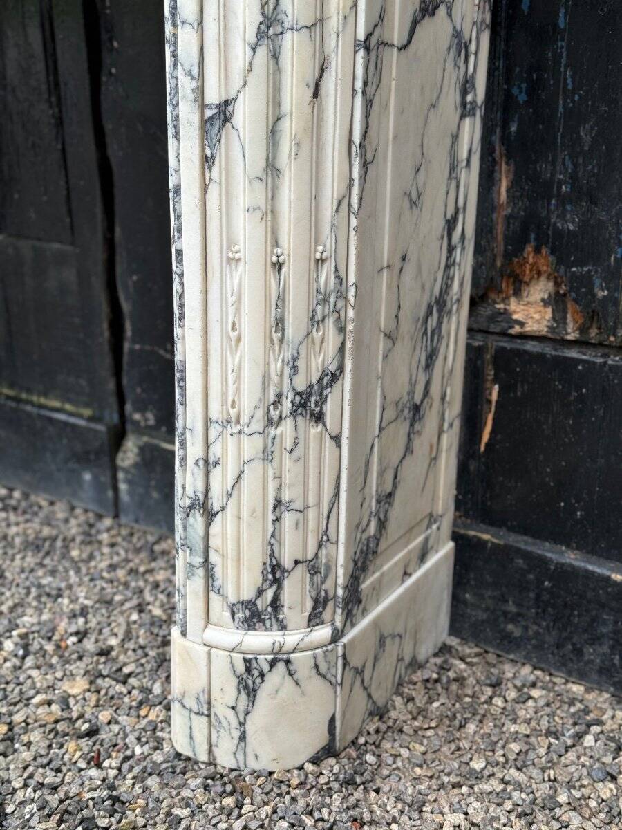 Louis XVI Style Fireplace In Violet Breccia Marble Circa 1880