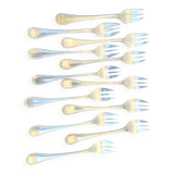 12 Christofle Dessert Forks Mle Crossed Ribbons Silver-Plated Metal