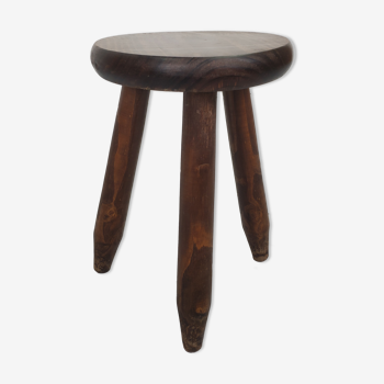 Tripod stool in oak feet spikes