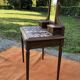 Coiffeuse vintage Rococo Art Déco en chêne massif à 3 tiroirs dessus marbre.