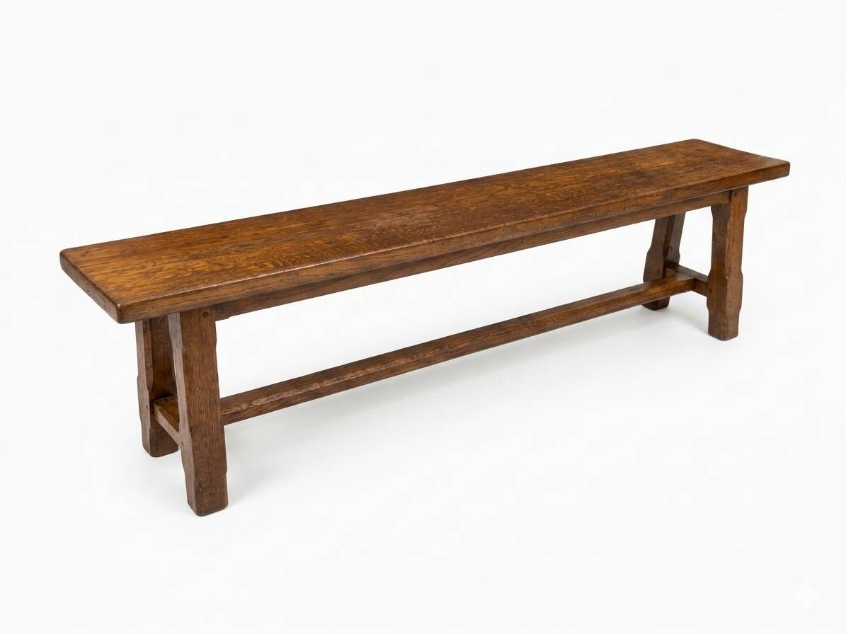 Solid oak farmhouse bench, 160cm in length.