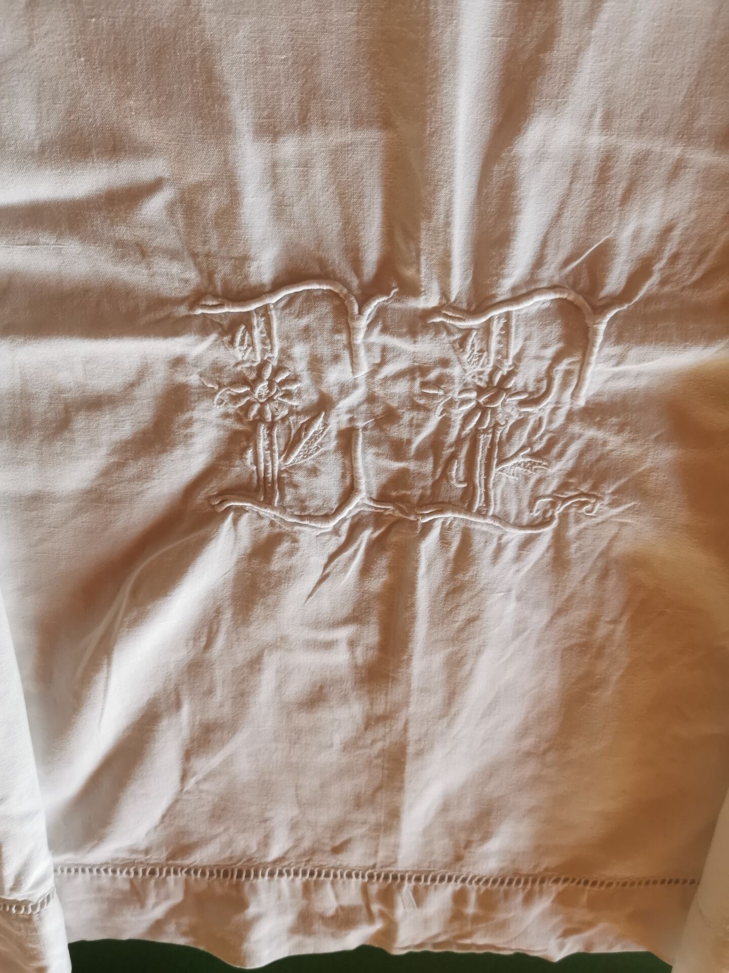 Old monogrammed fabric