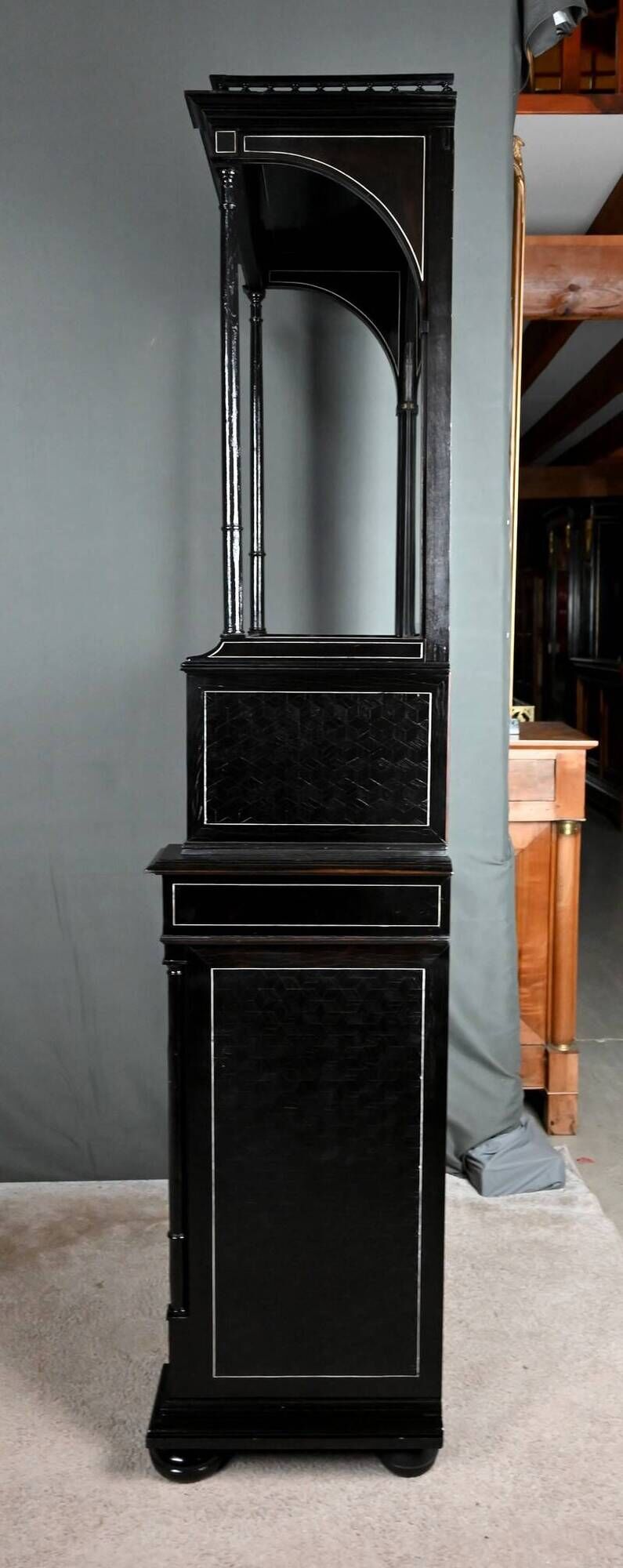 Display Cabinet in Blackened Pear Wood, Napoléon III period – 2nd half of the 19th century