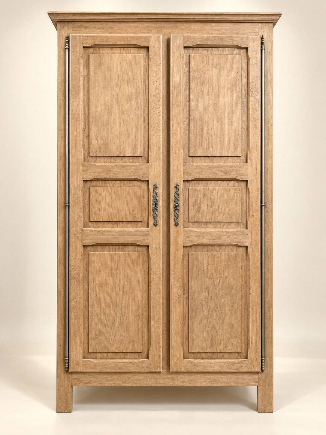 Two-door wardrobe – Solid oak – Provincial classic style – Sandblasted