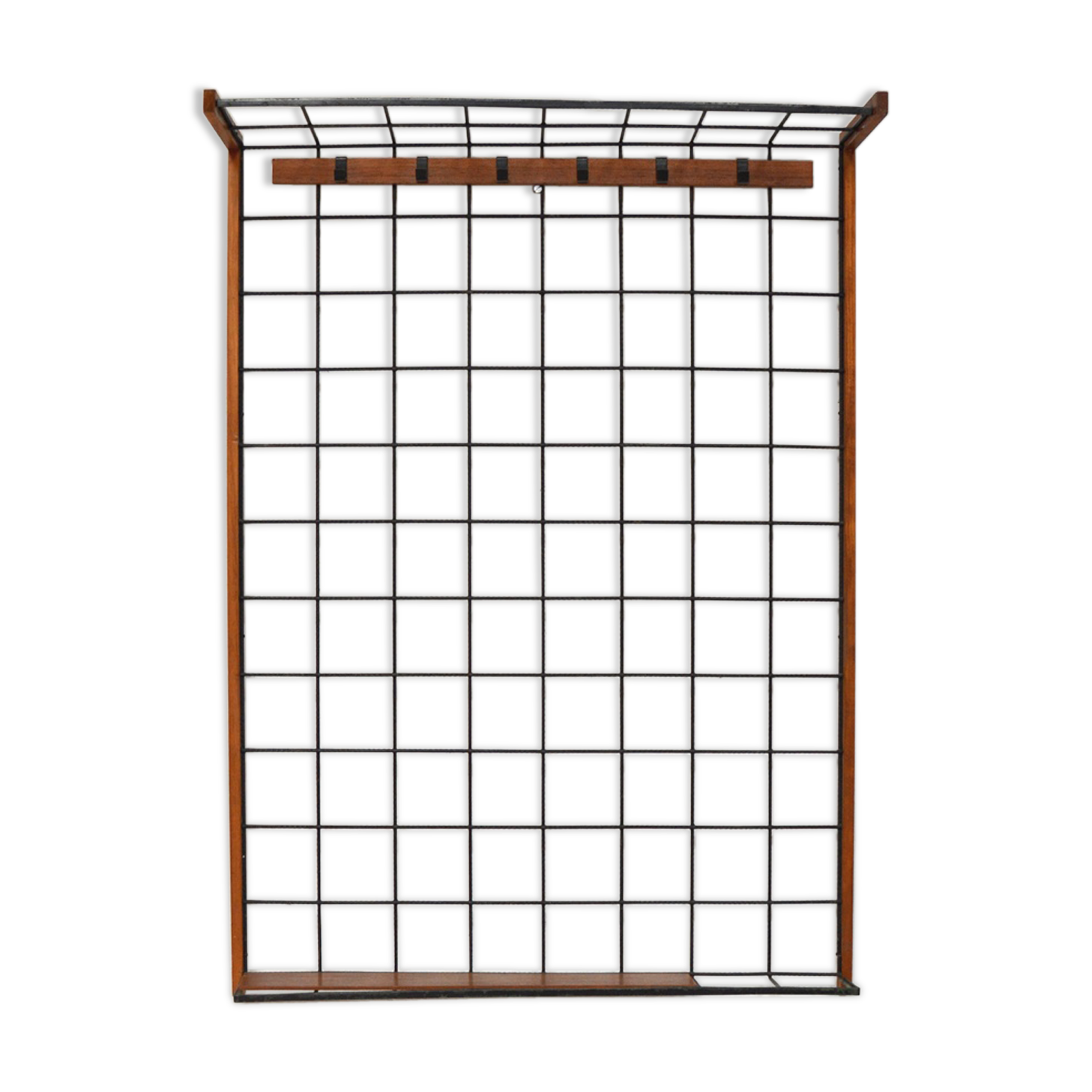 Iron and wood wall coat holders, 1960