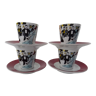 4 coffee cups and 4 maxim's under cups from paris porcelain