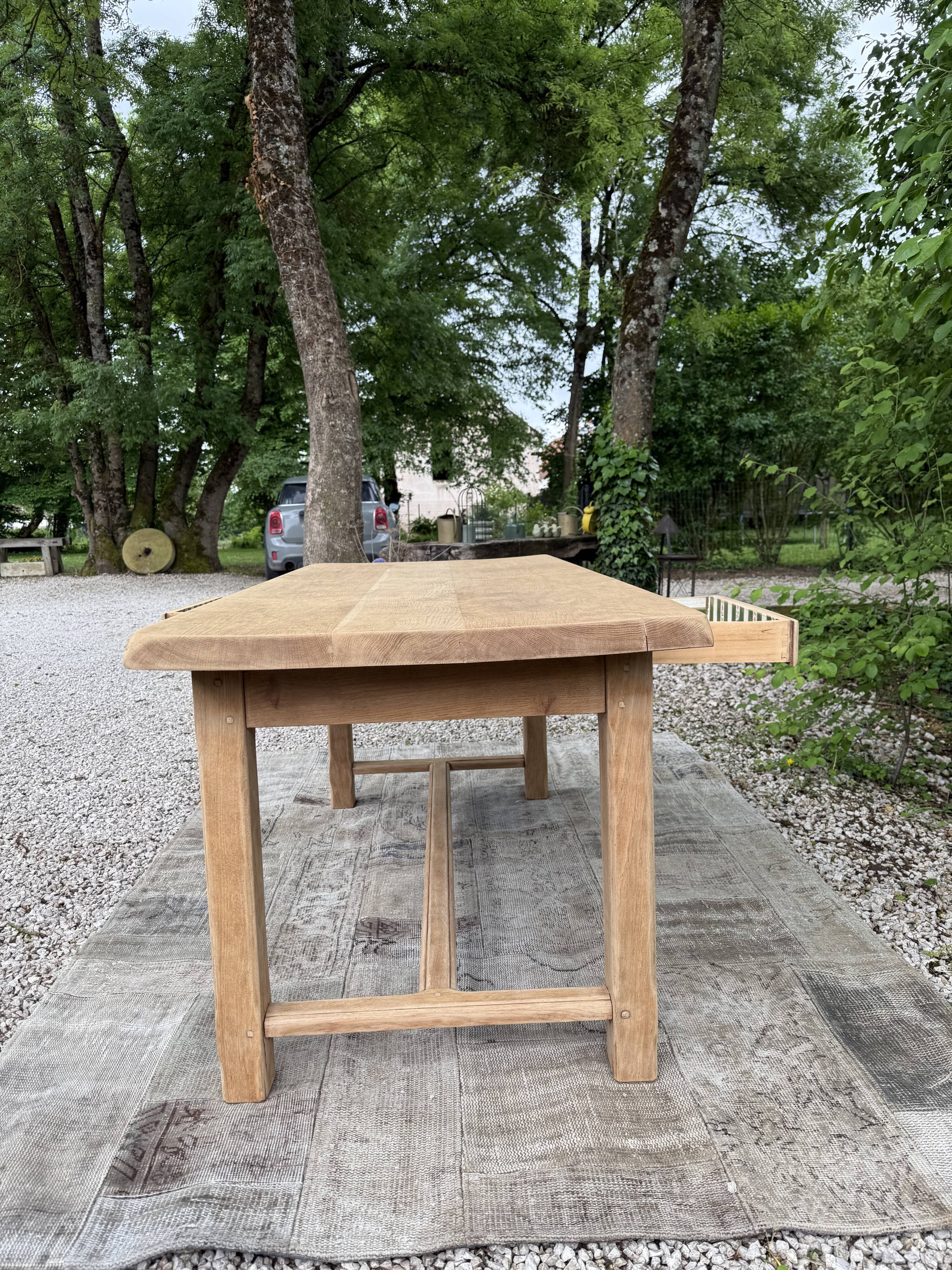Table de ferme rénové 180cm double tiroir