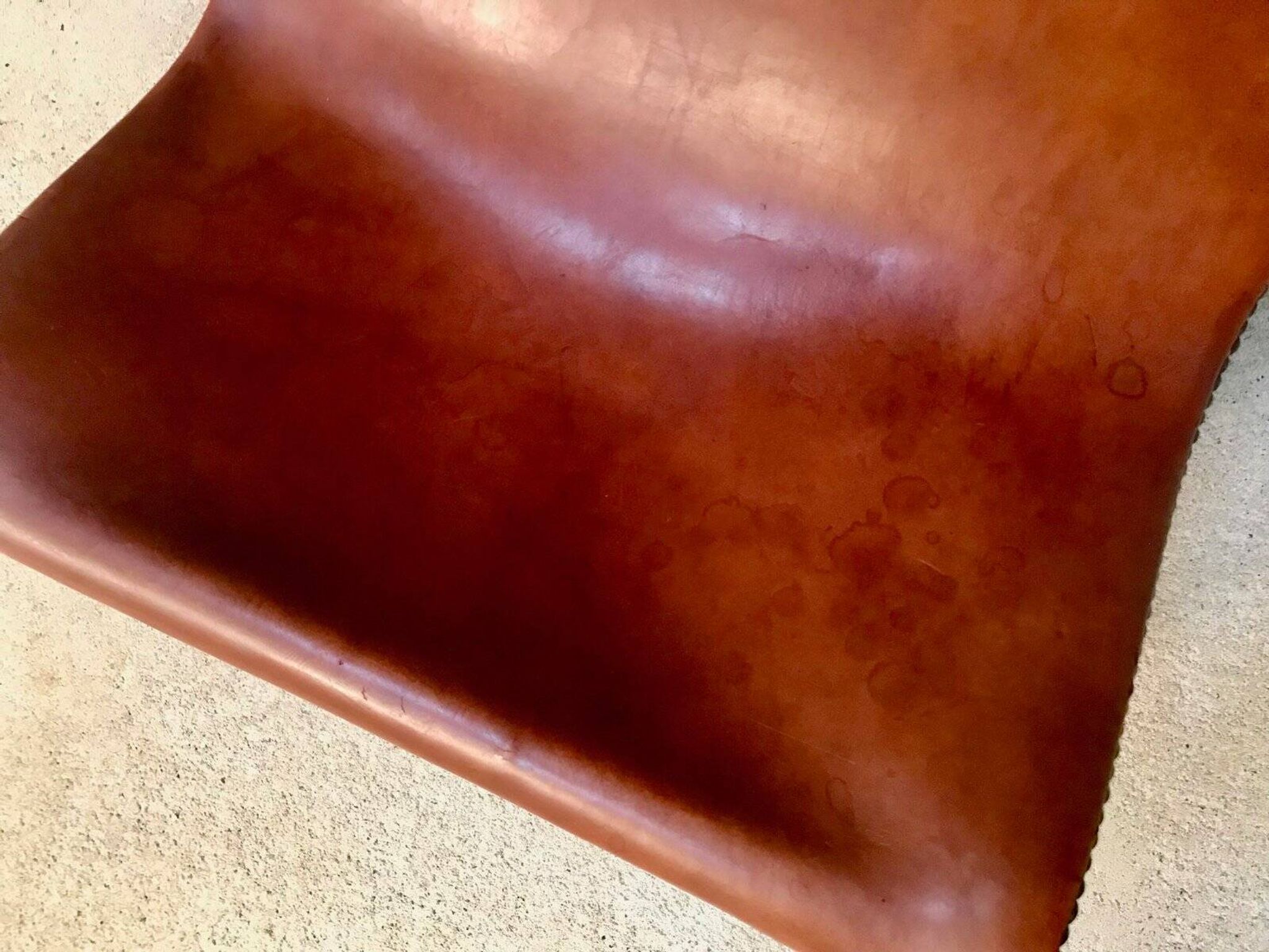 Set of 2 Spanish high-back leather slipper chairs by Pierre Lottier, 1950s