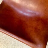 Set of 2 Spanish high-back leather slipper chairs by Pierre Lottier, 1950s