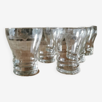 6 Verres à vin, motifs art déco