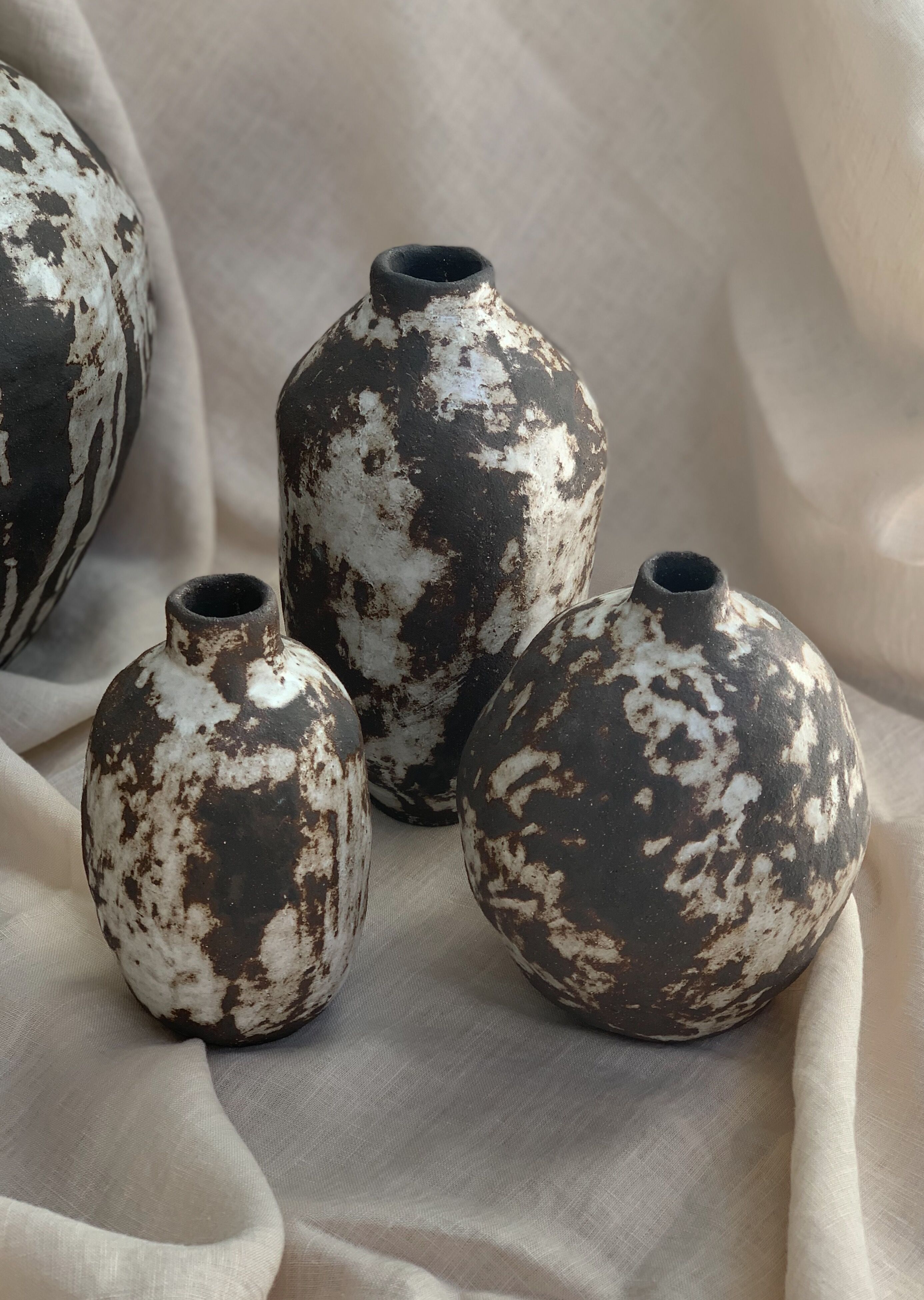 Trio de vases texturés